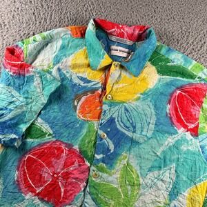 Vtg Jams World Men's Button Down Shirt Large Rayon Floral Mystic Bloom‎ Hawaiian